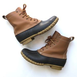 L.L. Bean The Original Bean Boot Brown Leather Duck Boots Tall Lace Up